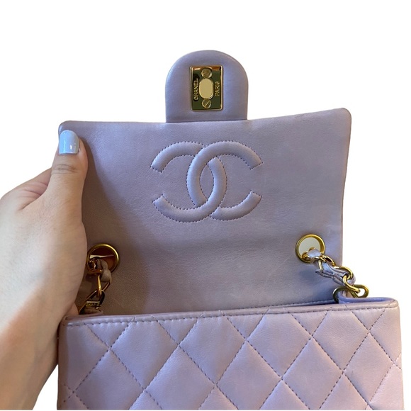 Vintage Chanel Lambskin Lavender Mini Square Flap Bag - Picture 3 of 15